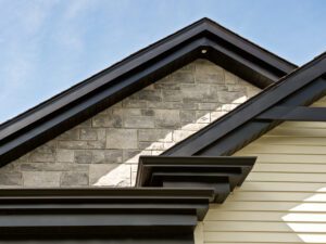 Quality Edge house TruCedar Steel Siding 401 Bennington Beige Fascia 518 Black Quality Edge house TruCedar Steel Siding 401 Bennington Beige Fascia 518 Black