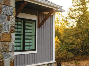 Quality Edge TruCedar Board & Batten Steel Siding 108 Weathered Wood Quality Edge TruCedar Board & Batten Steel Siding 108 Weathered Wood